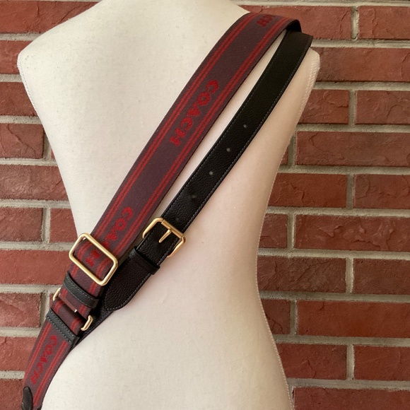 Coach Willow Saddle Crossbody Shoulder Bag Black Pebble Leather 2 Straps NEW - Picture 4 of 16